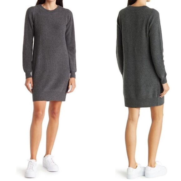 FAHERTY Stowe Cashmere Sweater Dress, 100% Cashmere,‎ Gray, Large, (12/14), NWT - Picture 1 of 16
